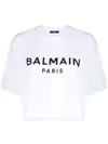 Balmain Logo Cotton Jersey Cropped T-shirt In White