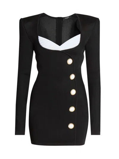 Balmain Women's Tailored Body-con Minidress In Noir Blanc