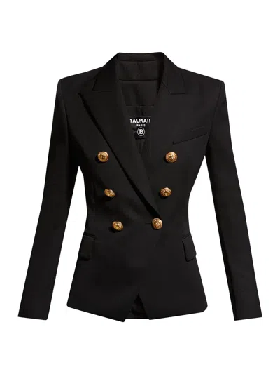 Balmain Women's Tailored Wool Six-button Jacket In Black