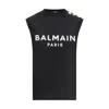 Balmain Logo Printed Sleeveless Tank Top In Black