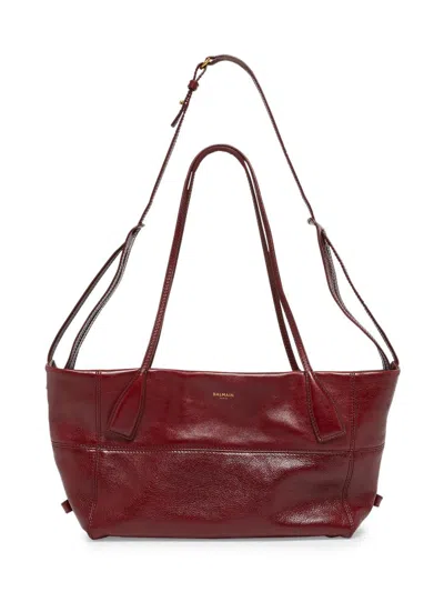 Balmain Women's Track Leather Tote Bag In Purple