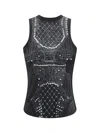 Balmain Soft Tank Top With Faux Embroidery Print In Black
