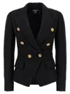Balmain Wool Blazer With Flap Pockets And Gold-tone Buttons In Black