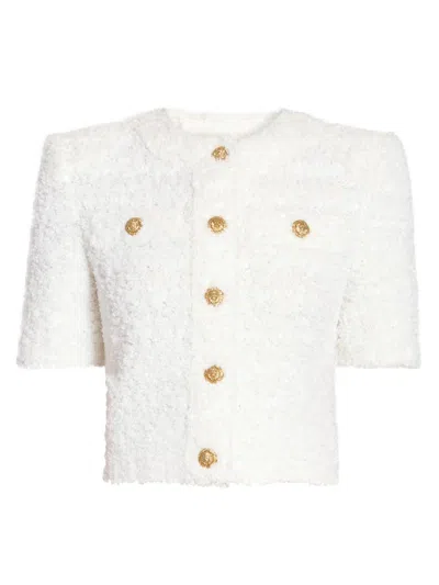 BALMAIN WOMEN'S TWEED KNIT CARDIGAN