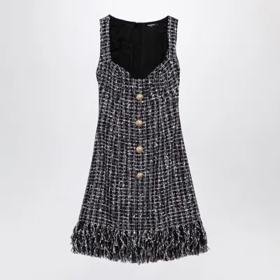Balmain Women's Tweed Mini Dress With Buttons In Black
