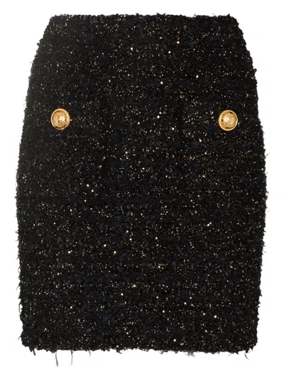 BALMAIN WOMEN'S TWEED MINI SKIRT