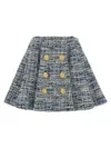Balmain A-line Silhouette Tweed Skirt In Gray