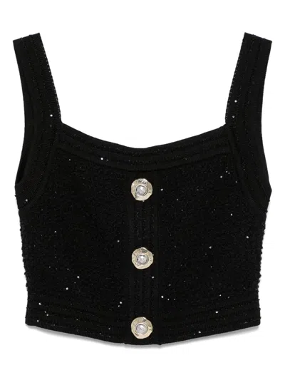 Balmain Women Tweed Top In Black
