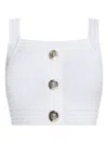 Balmain Tweed Cropped Top In White