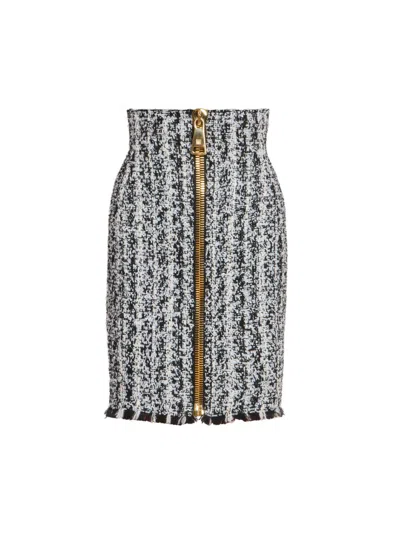 Balmain Women's Tweed Zip Pencil Skirt In Multi