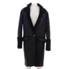 Balmain Women's Two Pocket Single Button Coat Leather And Shearling In Black