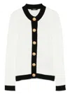 Balmain Two-tone Cardigan In White