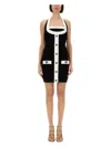 Balmain Black Dress With Square Neckline And Decorative Buttons In Black