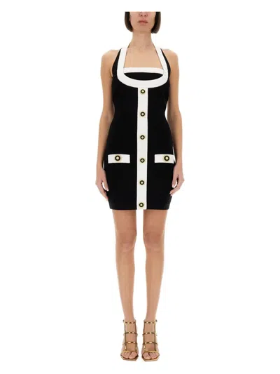 BALMAIN WOMEN'S TWO TONE KNITTED MINI DRESS