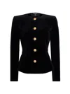 Balmain Single-breasted Grain De Poudre Basque Jacket In Black