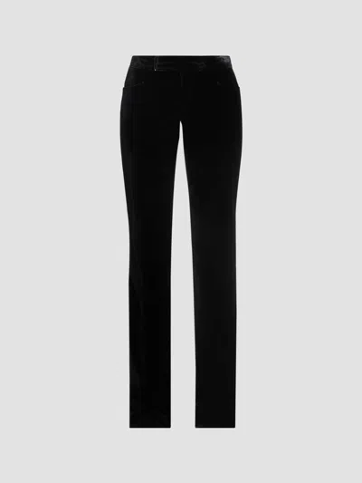 Balmain Women's Velvet Tailored Straight-leg Pants In Noir