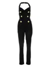 Balmain Crepe Texture Halterneck Jumpsuit With Button Detailing