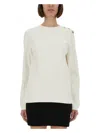 Balmain Maxi Shoulder Top Sweaters And Cardigans White