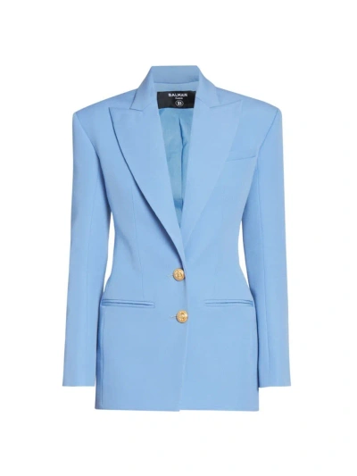 Balmain Women's Wool Single-breasted Blazer In Blue