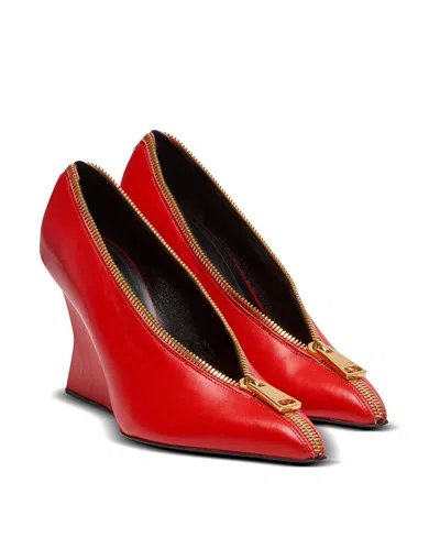 Balmain Women's Zip Wedge Pumps In Lambskin Leather In Multi