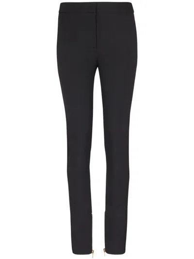 Balmain Women Zipped Satin Slim Pants In Black