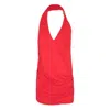Balmain Womens Draped Halter Neck Mini Dress In Red