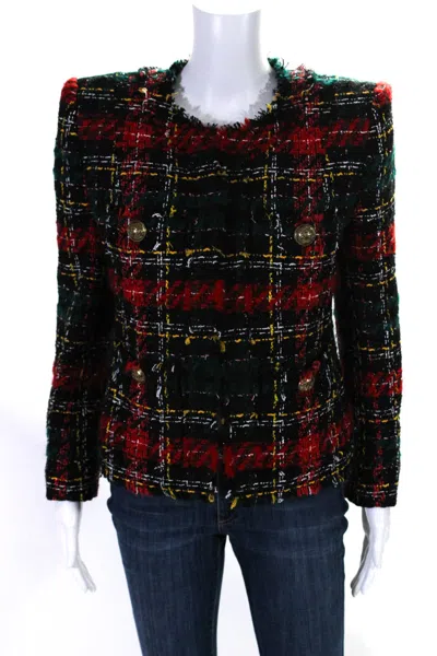 Balmain Womens Tweed Hook Closure Jacket Multi Colored