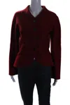 BALMAIN WOMENS WOOL COLLARED LONG SLEEVE BUTTON UP JACKET RED