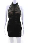 Balmain Womens Zip Up Open Back Halter Knit Mini Sheath Dress Black In Black