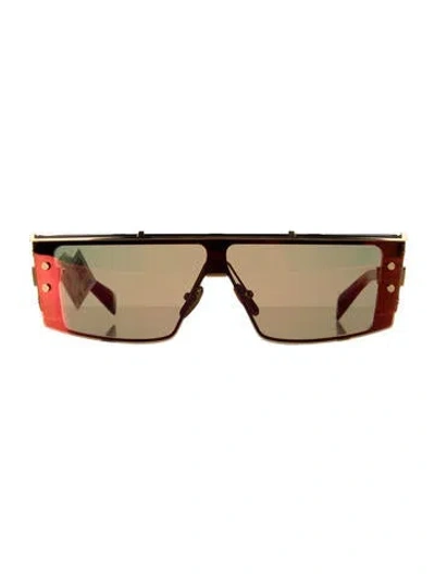 Pre-owned Balmain Wonder Boy Iii Shield Sunglasses W/ Tags In Gold/red