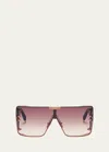 Balmain Wonder Boy Ltd Titanium & Acetate Shield Sunglasses In Rse Brn