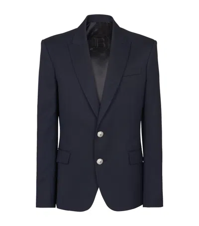 Balmain Wool 2-button Blazer In Navy