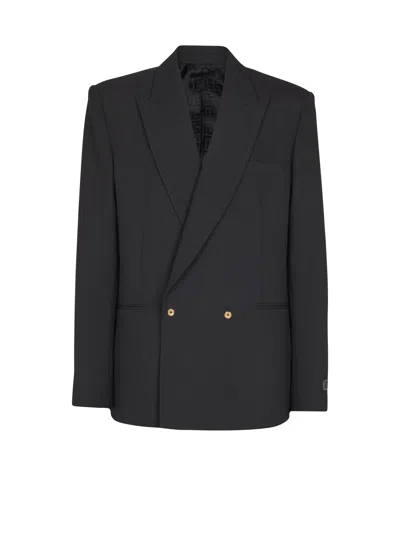 Balmain Double-breasted Wool Blazer In Black