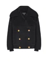 Balmain Wool 4-buttons Pea Coat In Black