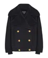 Balmain Wool 4-buttons Pea Coat In Black