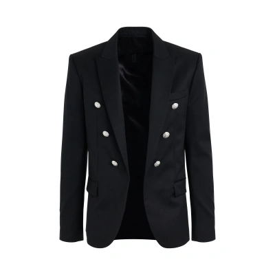 Balmain Wool 6 Button Jacket In Black