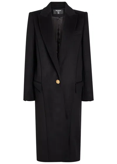 Balmain Wool And Cashmere-blend Coat In Black