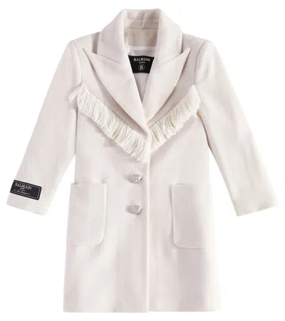 Balmain Kids' Wool And Cashmere Coat In White