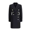 Balmain Women Wool And Cashmere Double-breasted Coat In Black