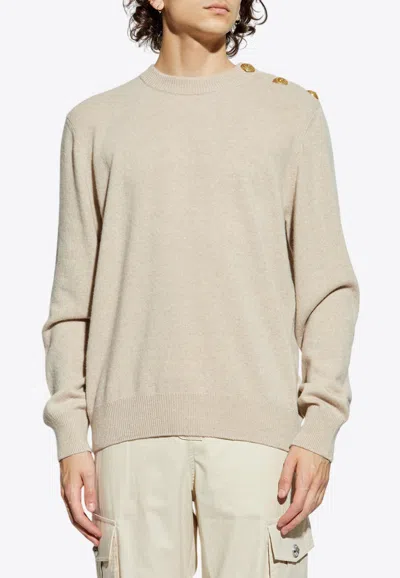 Balmain Wool And Cashmere Sweater In Neutral