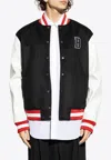 Balmain Wool And Eco-leather Varsity Jacket With Patch In Black