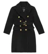 Balmain Wool & Mohair Long Coat In Black