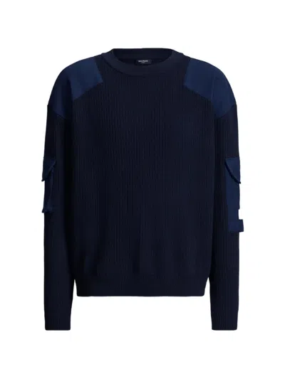 Balmain Vintage Utility Jumper In Blue