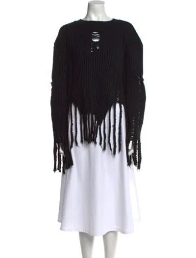 Pre-owned Balmain Wool Bateau Neckline Sweater In Black