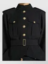 Balmain Wool Belted Officer Jacket In Black