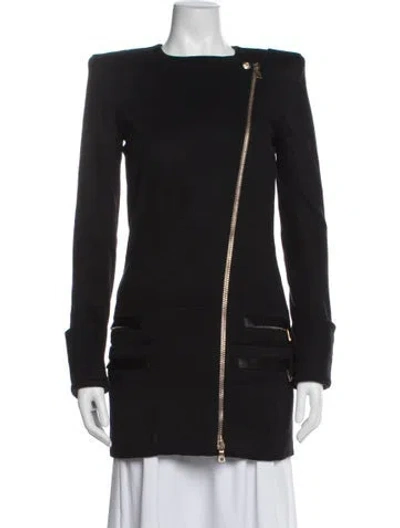Pre-owned Balmain Wool Biker Jacket In Black