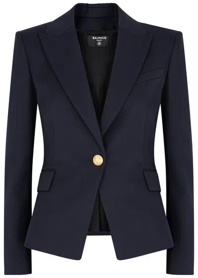 Balmain Wool Blazer In Navy