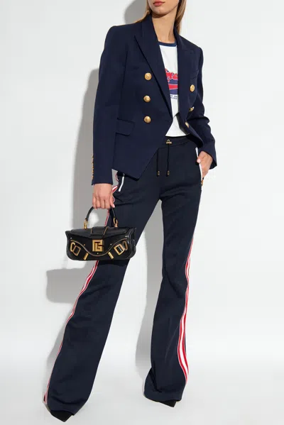 Balmain Wool Blazer In Navy Blue