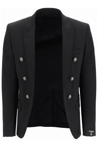 Balmain Wool Blazer With Decorative Buttons In Noir (black)