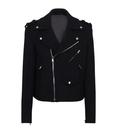 Balmain Wool Felt Biker Jacket In In Black